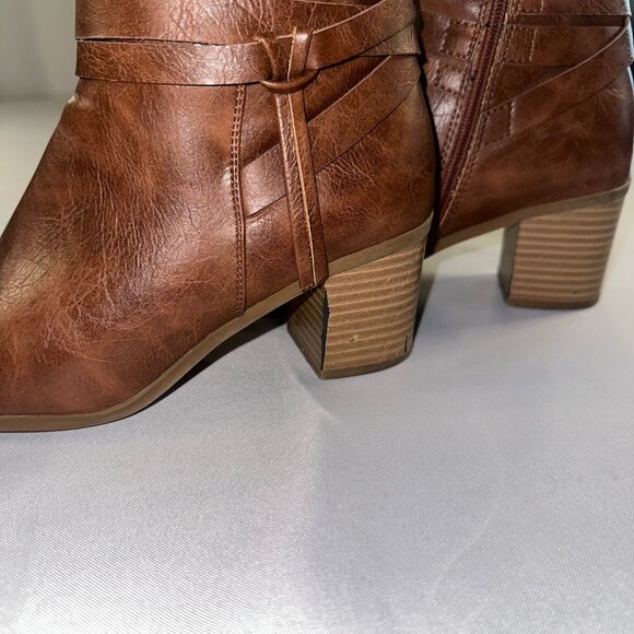 Frye & Co - Indiana Heeled Stacked Leather Ankle Boots Brown Women's Size 8M New - Picture 11 of 15